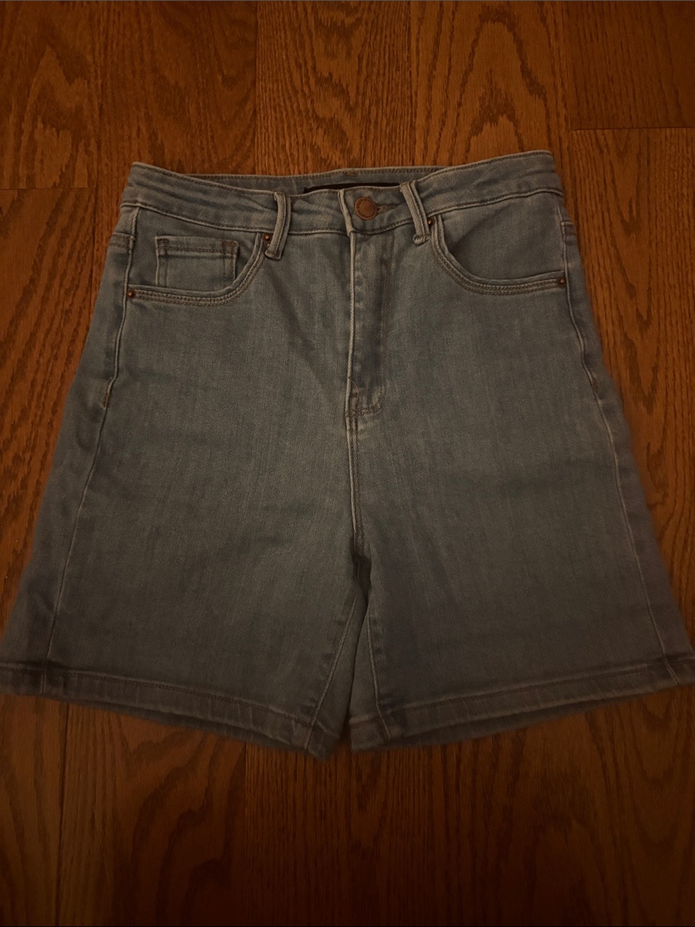 Risen Stretchy Denim Jean Shorts